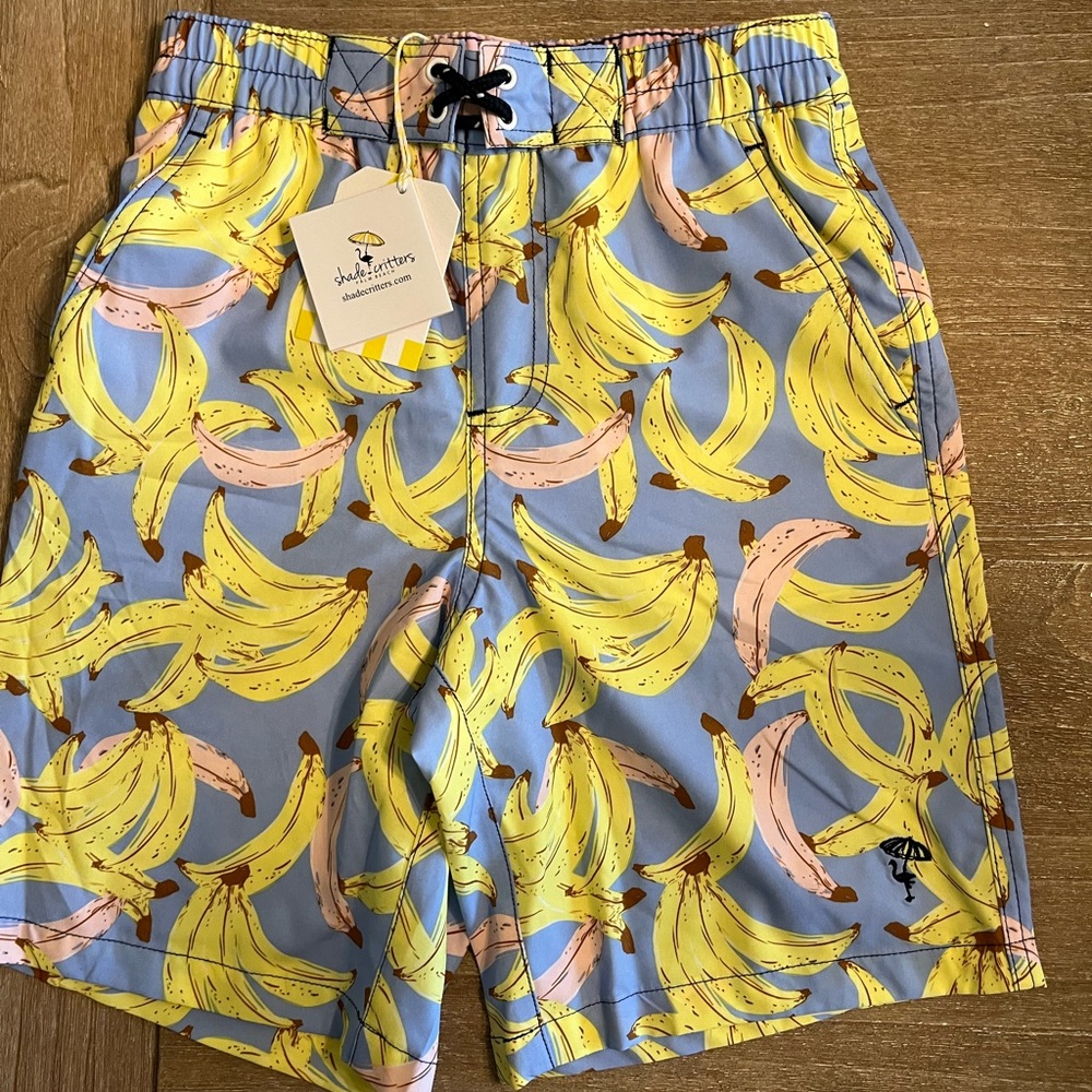 NEW! Shade critters swim trunks/Go Bananas print-boys size small (6/7)